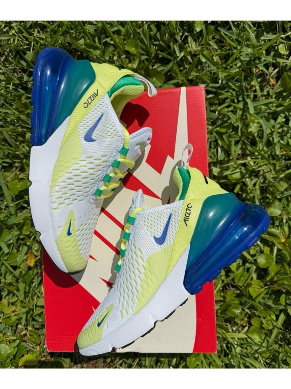 7Y | 8.5 WOMEN’S NIKE AIR MAX 270 FN6982-100 WHITE / LIME BLUE